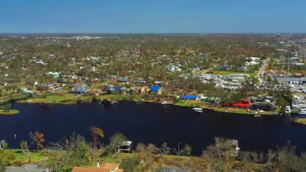 Homes Destroyed Damaged Hurricane Michael Florida 2018 — Stock Video