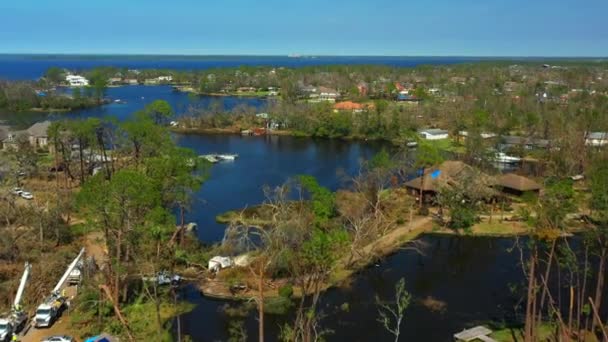 Nachbarschaften Ruiniert Hurrikan Michael Panama Stadt Florida Küste — Stockvideo