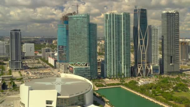 Imagens Aéreas Arranha Céus Downtown Miami Dade Florida — Vídeo de Stock