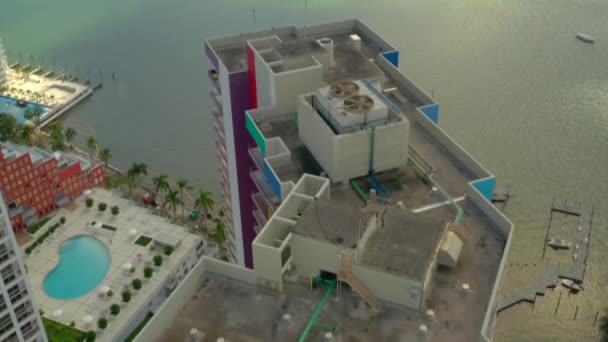Luchtfoto Beweging Tour Brickell Miami Stad Highrise Torens — Stockvideo