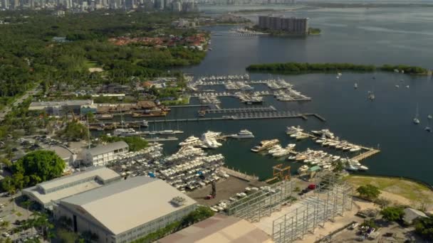 迈阿密码头海湾和市中心的天线 — 图库视频影像