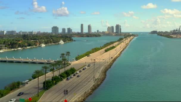 Drone Luchtfoto Macarthur Miami — Stockvideo