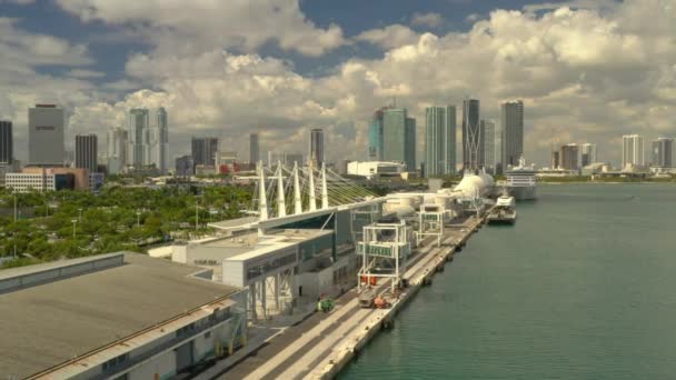 Drohne Video Port Miami Florida — Stockvideo