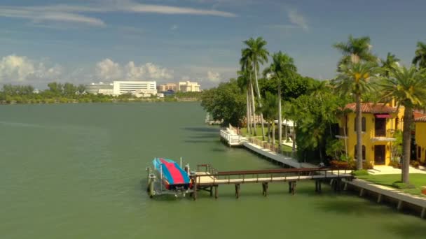 Luxury Miami Waterfront Mansions Dock Space — Stock Video