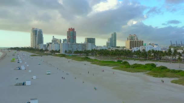 Morgon Stormar Miami Beach Antenn Video — Stockvideo