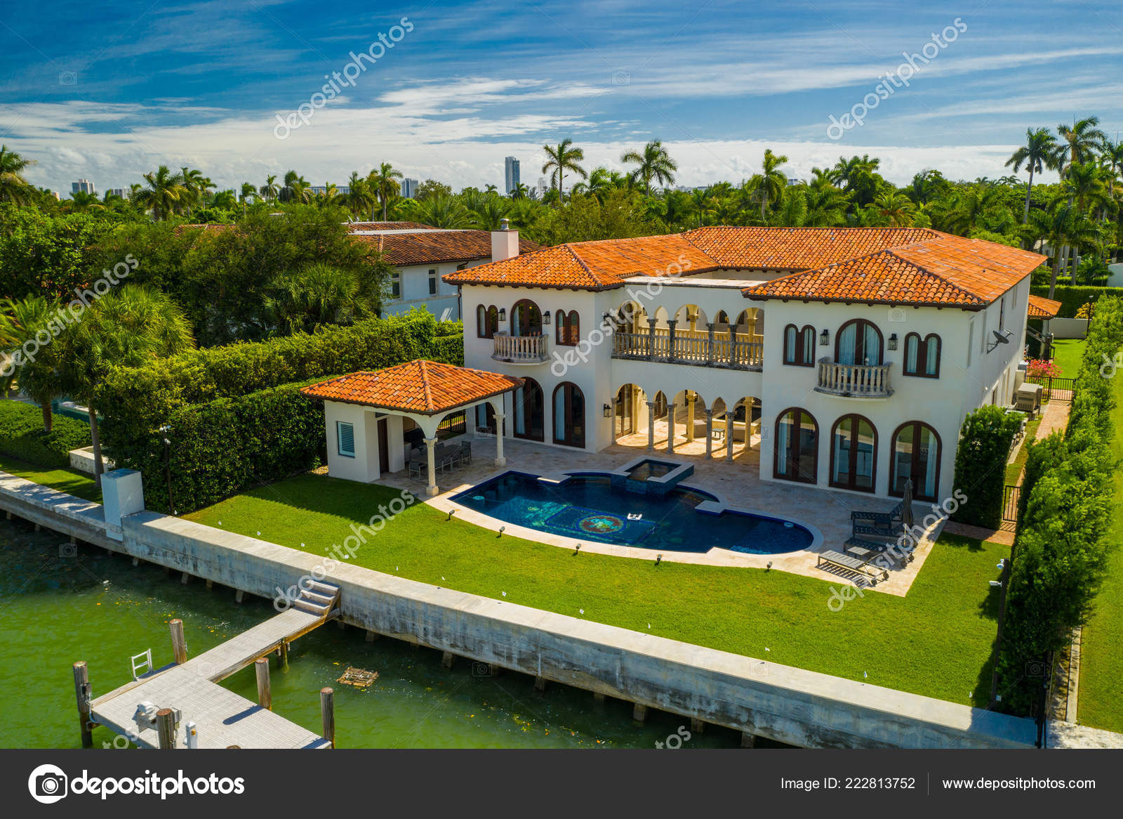 Aerial Photo Luxury Miami Waterfront Mansions Shot Drone Stock Photo by ©felixtm 222813752