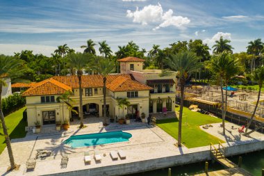 Havadan fotoğraf lüks Miami waterfront Konakları drone ile vurdu