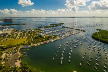 Coconut Grove akşam yemeği anahtar Marina hava dron fotoğraf