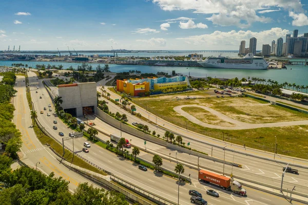 Imagen Aérea Del Dron Calzada Macarthur Túnel Puerto — Foto de Stock