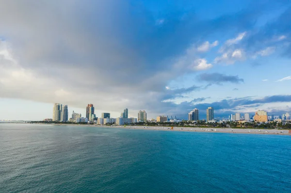 Foto Aérea Del Dron Miami Beach —  Fotos de Stock