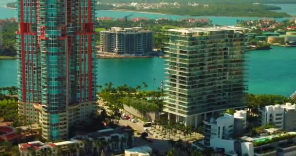 Drone Légifelvételek Tengerparti Ingatlan Miami Beach — Stock videók