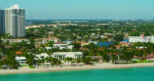 Luchtfoto Strand Luxehuizen Florida Golden Beach Miami — Stockvideo