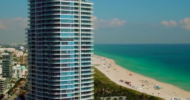 Letecký Dron Odhalit Malebným Výhledem Miami Beach — Stock video