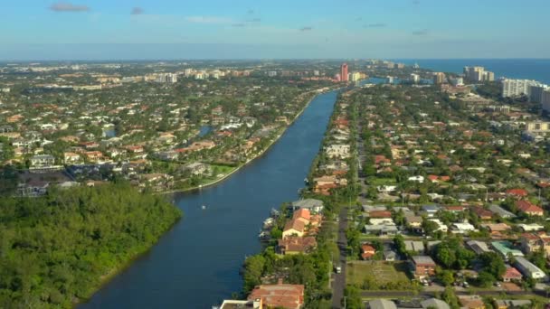 Aerial Intracoastal Waterway Deerfield Beach Florida — Stock Video