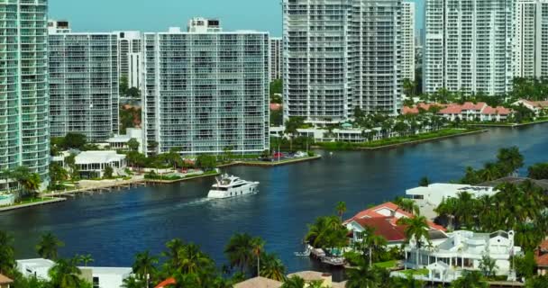 Luchtfoto Video Luxejacht Reizen Fort Lauderdale Florida — Stockvideo