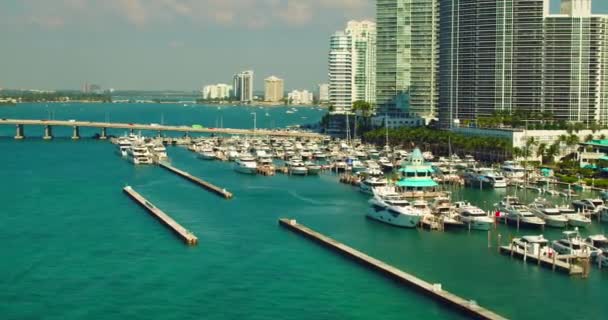 Helikopter Luchtfoto Tour Miami Beach Marina South Beach — Stockvideo