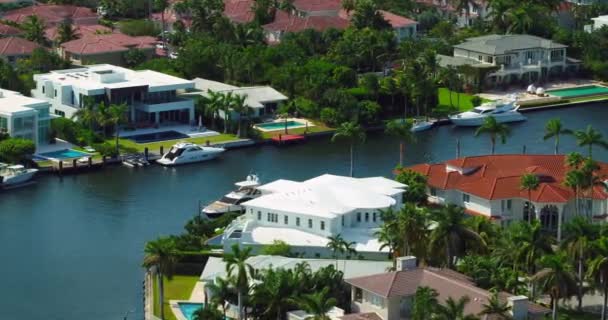 Panská Sídla Luxusní Jachty Miami Nábřeží Nemovitostí — Stock video