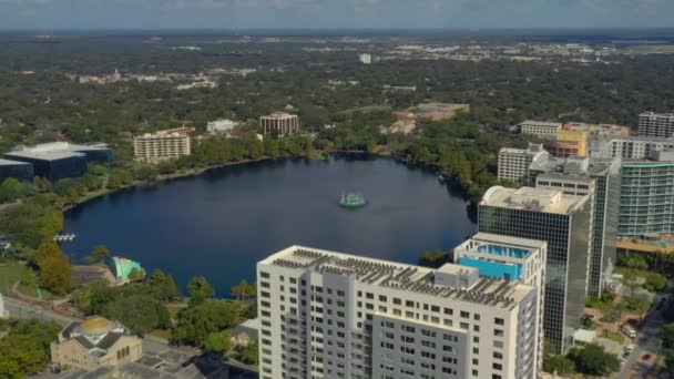 Luchtfoto Van Beeldmateriaal Lake Eola Orlando Florida — Stockvideo