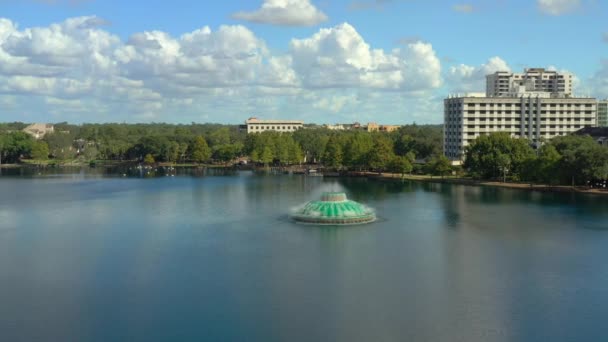Aerial Video Orlando Florida Lake Eola Park Fountain Memorial — Stock Video