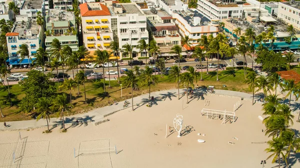 空中迈阿密海滩 Lummus 公园肌肉海滩海洋驱动器 — 图库照片