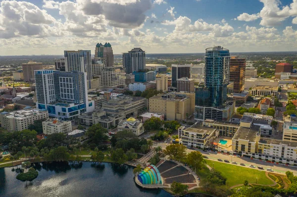 Havadan Fotoğraf Şehir Orlando Florida Abd Göl Eola Heights Bölge — Stok fotoğraf