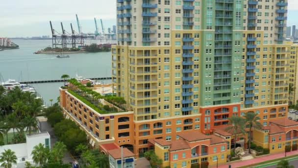 Aerial Video Miami Beach Yacht Club Alton Road — Stock Video