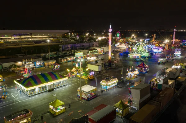 Aerial Night Photo Broward County Youth Fair Hallandale Florida Usa — Stock Photo, Image