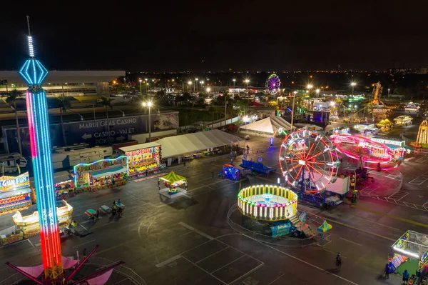 Aerial Night Photo Broward County Youth Fair Hallandale Florida Usa — Stock Photo, Image