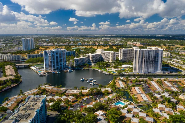 Aerial Hallandale Floride Condominiums Maisons Ville — Photo