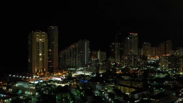 Night Aerial Miami Beach Florida — Stock Video