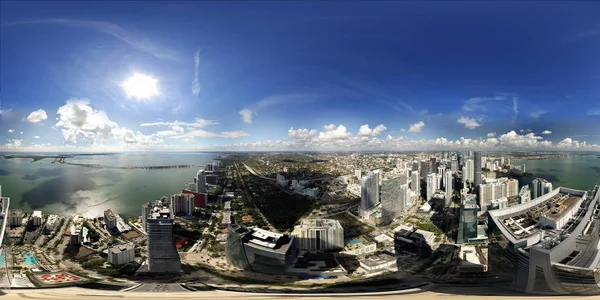 Krajina Vzdušných Sférické Panoráma Města Brickell Miami Florida — Stock fotografie