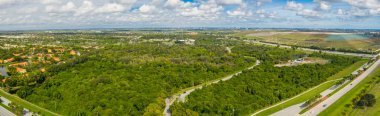 Aerial panorama photo Tradewinds Park Coconut Creek Florida clipart