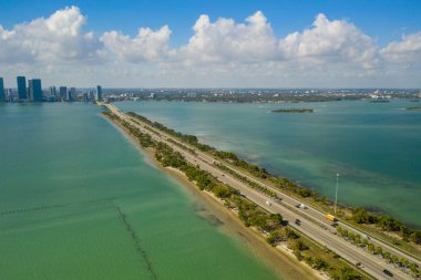 Aerial Julia Tuttle Causeway Miami Biscayne Bay clipart