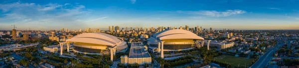 Aerial Panorama Marlins Park Double Stadium Miami Florida — Stock Photo, Image
