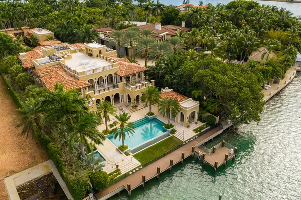 Waterfront Luksusowe Domy Miami Beach Star Island — Zdjęcie stockowe