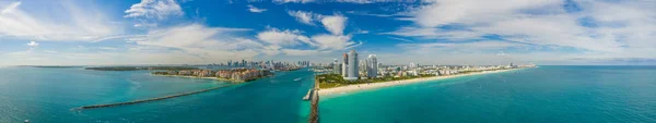 Premium Amplo Ângulo Panorama Miami Beach Florida Paisagem Aérea Foto — Fotografia de Stock