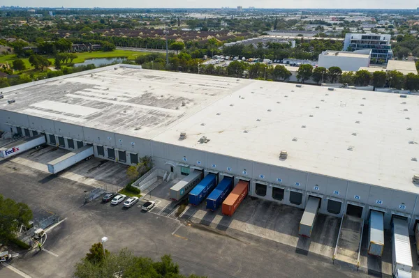 Aerial Drone Image Warehouse Distribution Center — Stock Photo, Image