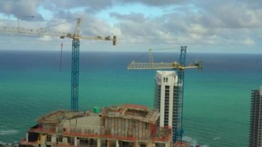 Hava dron video highrise gelişmeler Hallandale Beach Fl ABD
