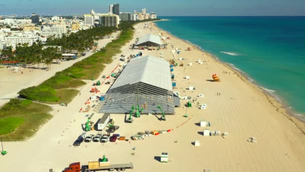 Antenowe Wydarzenie Wideo Namioty Miami Beach — Wideo stockowe