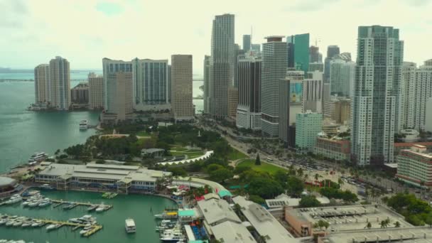 Antenne Bayfront Park Downtown Miami Biscayne Bayside — Video Stock