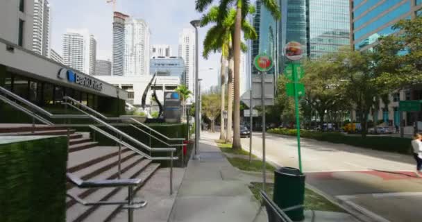 Biking Brickell Miami Sidewalk — Stock Video