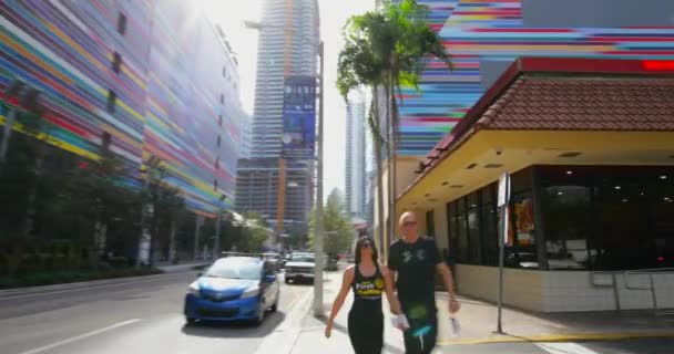 Brickell Майамі Місто Сцени Карданний Стабілізований Рух Відео Кадри — стокове відео