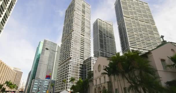 Brickell Miami Icon Hotel Gimbal Стабилизировал Съёмки Движения — стоковое видео