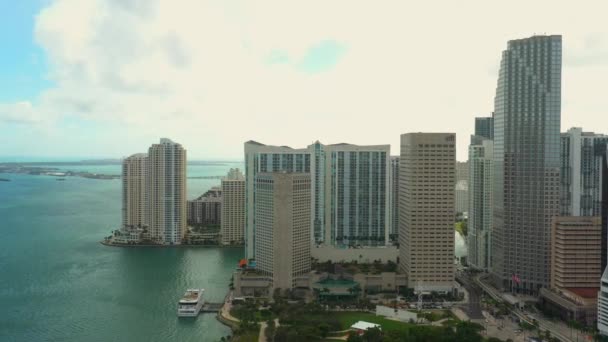 Drohne Innenstadt Miami Filmmaterial — Stockvideo