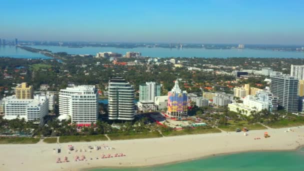 Snel Pannen Luchtfoto Video Miami Beach — Stockvideo