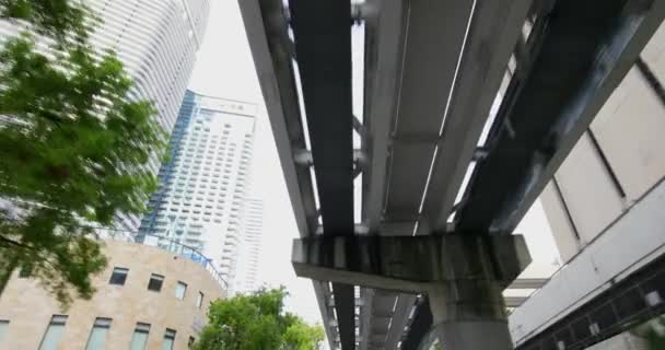 Bewegungs Video Unter Straßenbahngleisen Innenstadt Ziegel Miami — Stockvideo