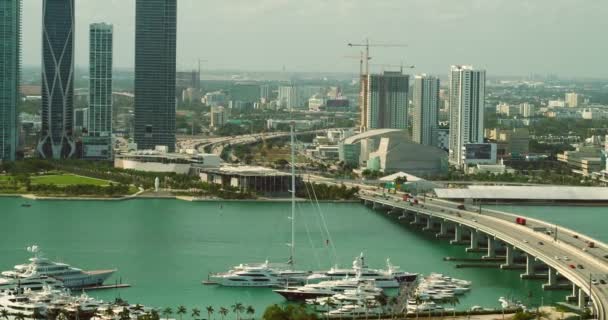 Premie Luchtfoto Tot Oprichting Van Het Schot Van Downtown Miami — Stockvideo