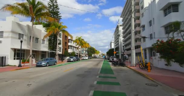 Motion Beelden Miami Beach Ocean Drive Fietspad — Stockvideo