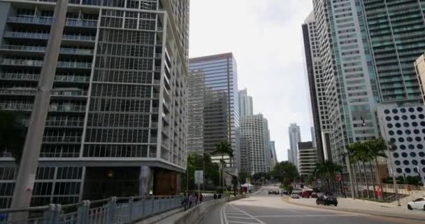 Stock Video Brickell Avenue Business District Gimbal Motion Footage — Stock Video