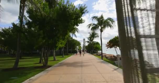 South Pointe Park Miami Beach Florydzie Ziemi Ruch Materiału Stabilizowany — Wideo stockowe